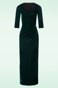 Vintage Diva  - Elvira maxi jurk in donkergroen 4