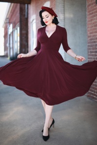 Vintage Diva  - Harlow swingjurk in aubergine