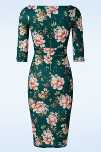 Vintage Chic for Topvintage - Paige penciljurk in groenblauwe bloemen 3