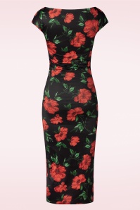 Vintage Chic for Topvintage - Rose penciljurk in zwart en rood 3