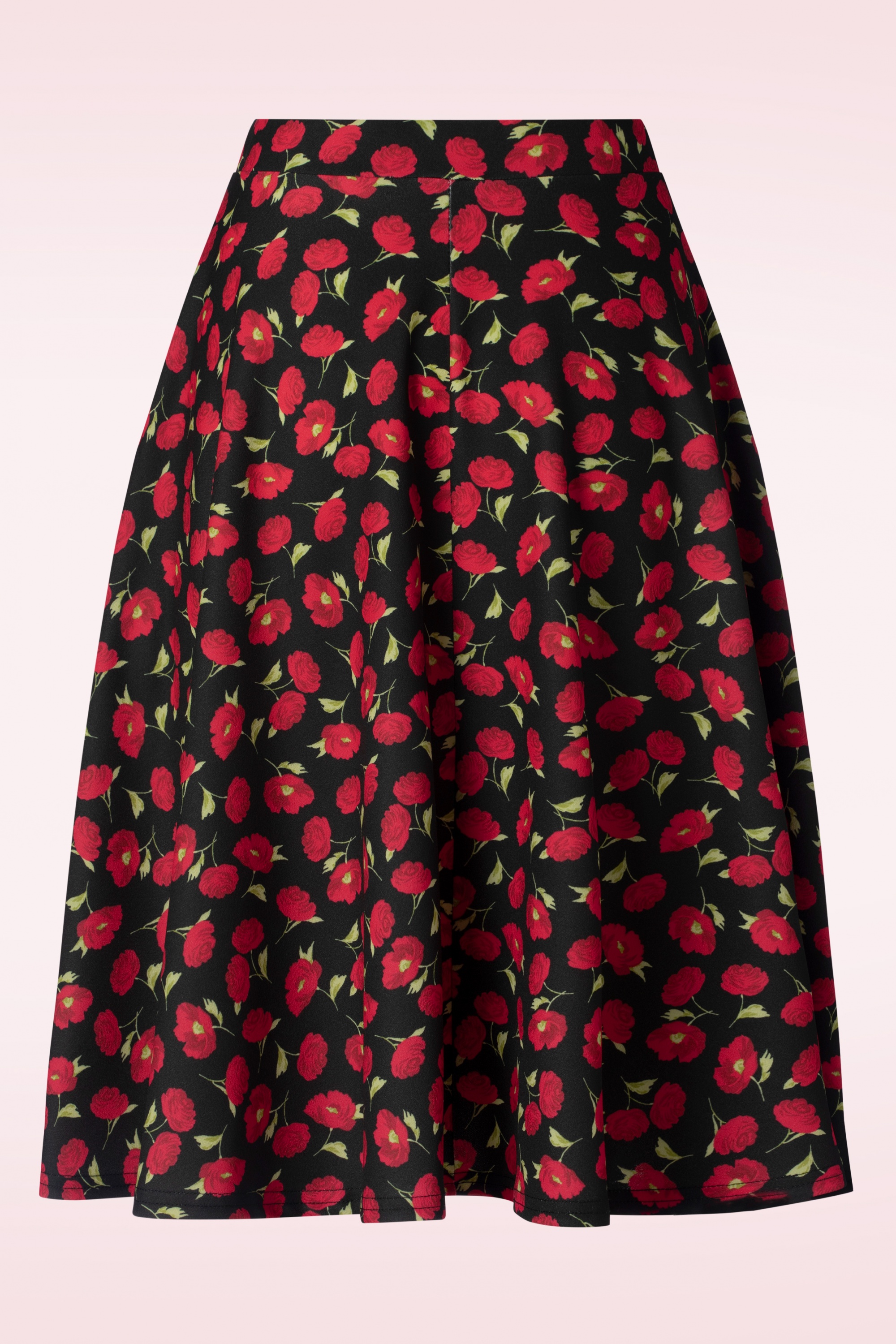 Vintage Chic for Topvintage - Poppy swingrok in zwart en rood 2