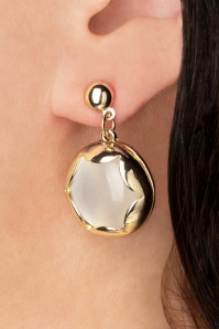 Lovely - Gold Plated Cat Eye Ohrstecker in Weiß
