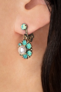 Lovely - Vine Floral Drop Clip on oorbellen in mint