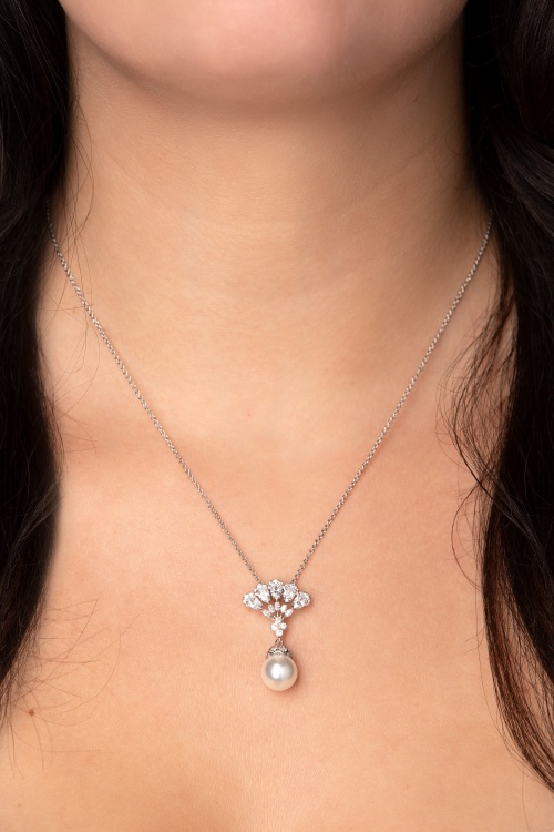 Lovely - Cubic Zirkonia Pearl ketting in zilver 3