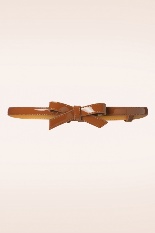 Banned Retro - 50s Gold Rush Lacquer Bow Belt in Lipstick Red