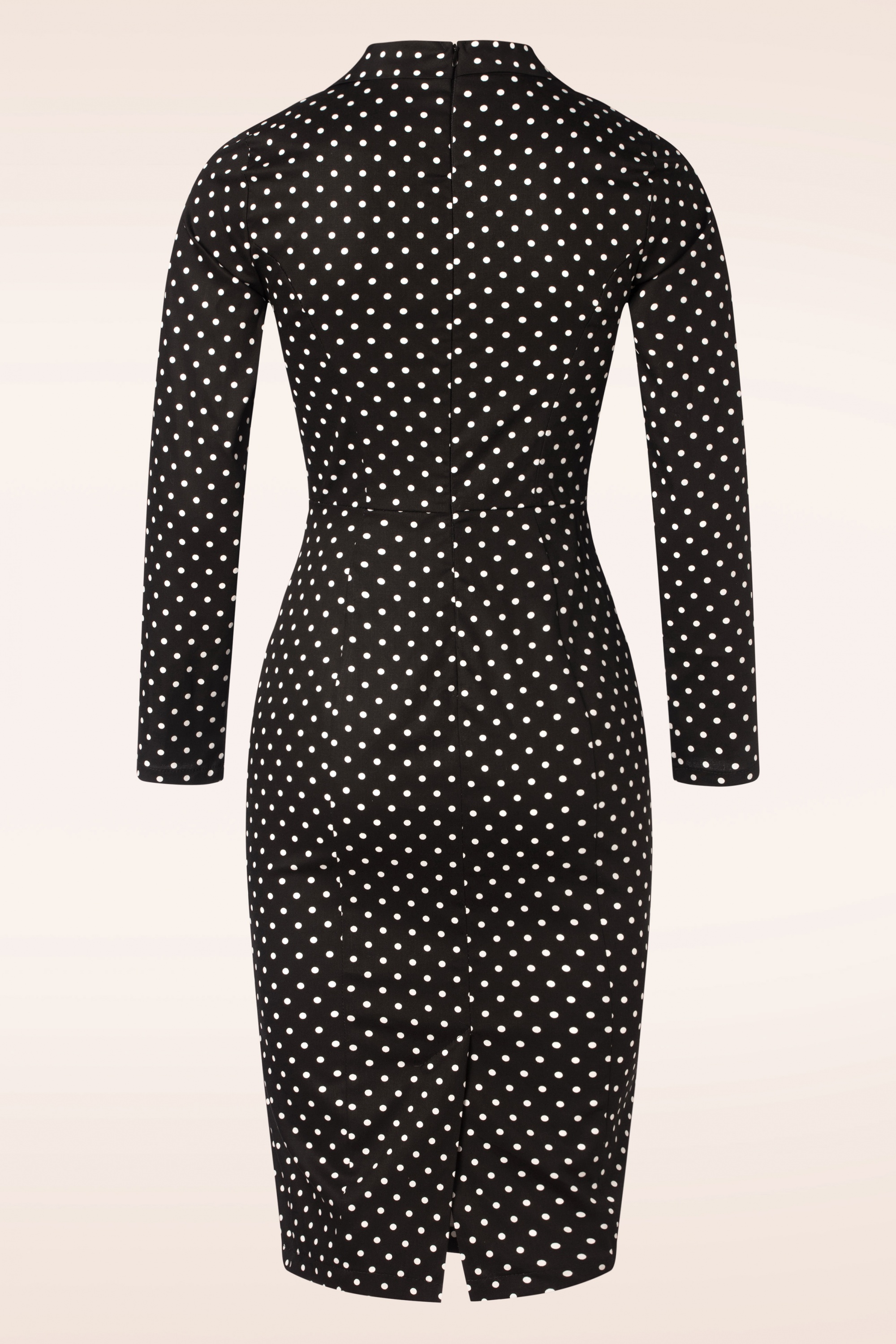 Hearts & Roses - TopVintage exclusive ~ Penny Polkadot Pencil Dress in zwart en wit 3