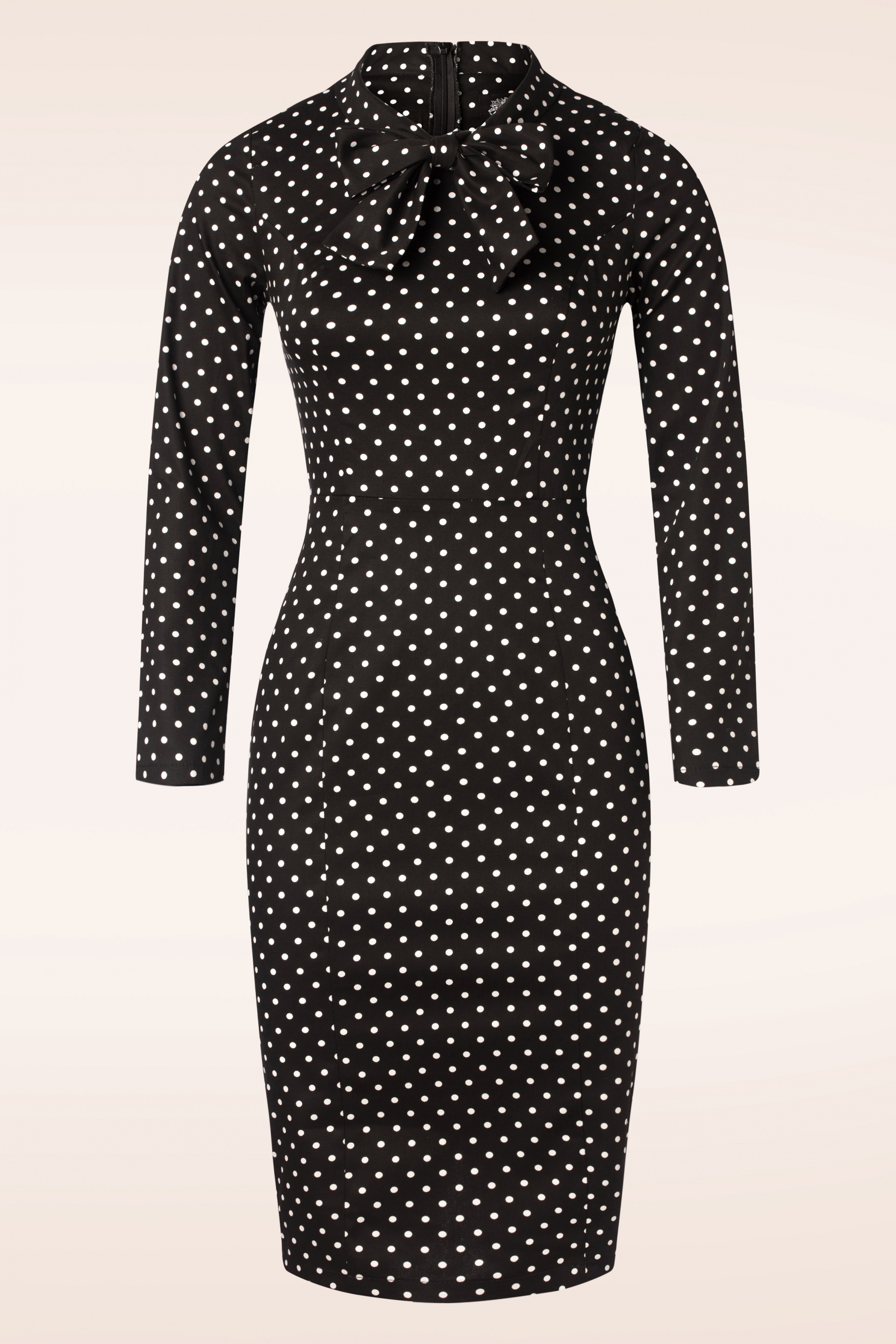 Hearts & Roses - TopVintage exclusive ~ Penny Polkadot Pencil Dress in zwart en wit 2