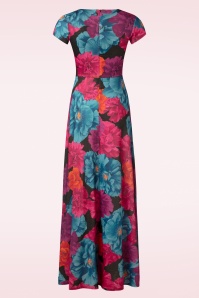 Vintage Chic for Topvintage - Rinda floral glitter maxi-jurk met in zwart 3