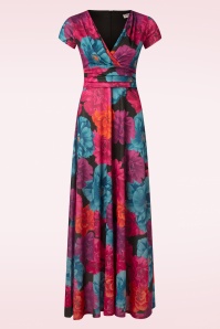 Vintage Chic for Topvintage - Rinda floral glitter maxi-jurk met in zwart 2