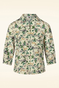 Banned Retro - Woodland deer blouse in gebroken wit