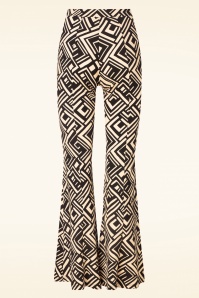 Surkana - Fay Geometrische Flare Broek in zwart en beige 2