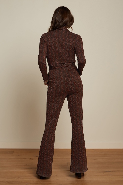 King Louie - Macy tempest flared jumpsuit in cognac oranje 4