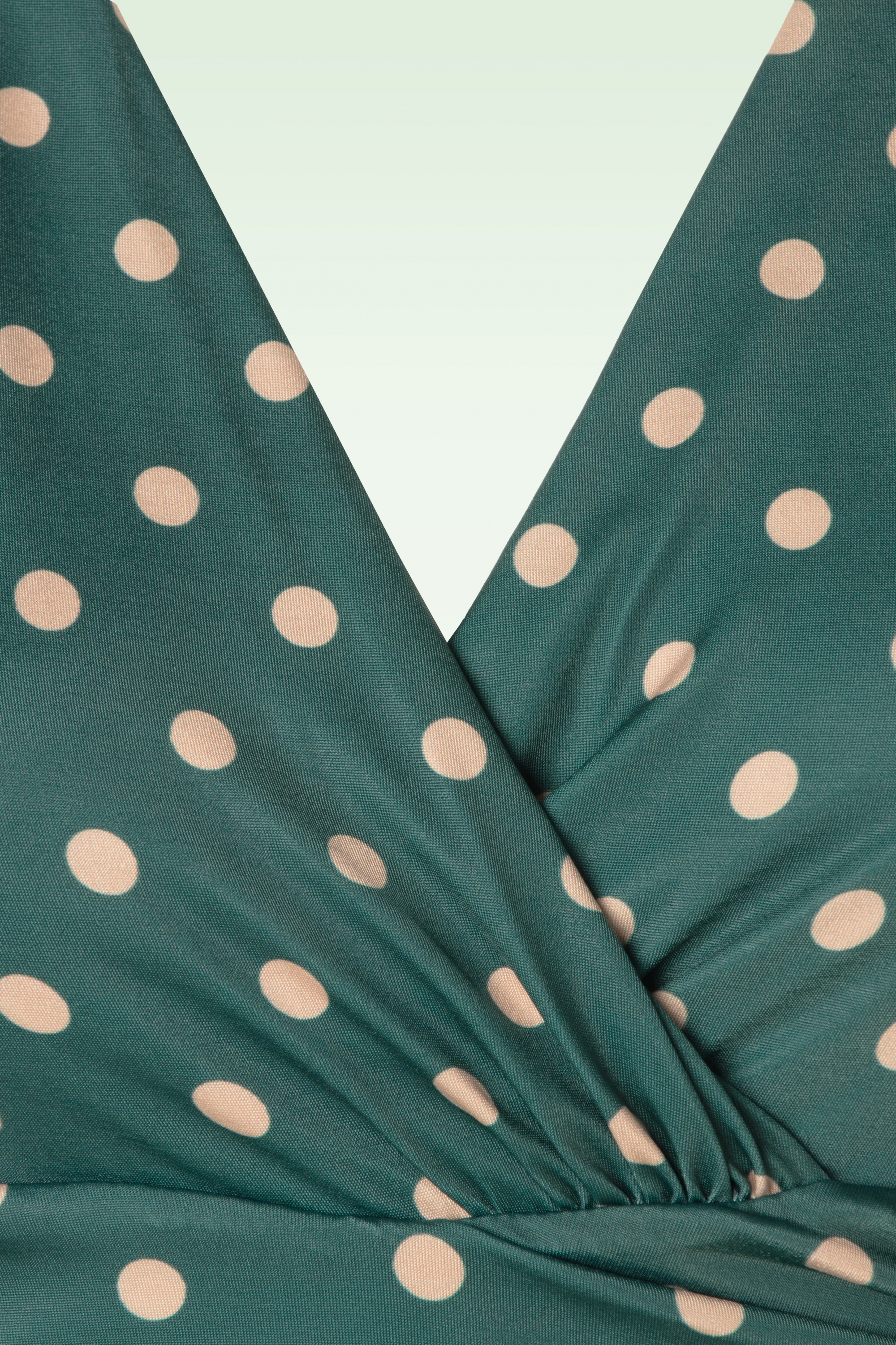 Vintage Chic for Topvintage - Sadie polkadot Swingjurk in steengroen 4