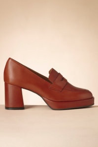 Miz Mooz - Penni Loafer stijl pumps in baksteenrood