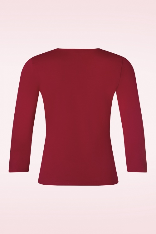 Banned Retro - Scoop neck top in rood 3