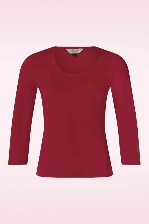 Banned Retro - Scoop neck top in rood 2