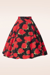 Topvintage Boutique Collection - Topvintage exclusive ~ Adriana Roses swingrok in zwart en rood 4