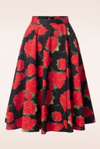 Topvintage Boutique Collection - Topvintage exclusive ~ Adriana Roses swingrok in zwart en rood 2