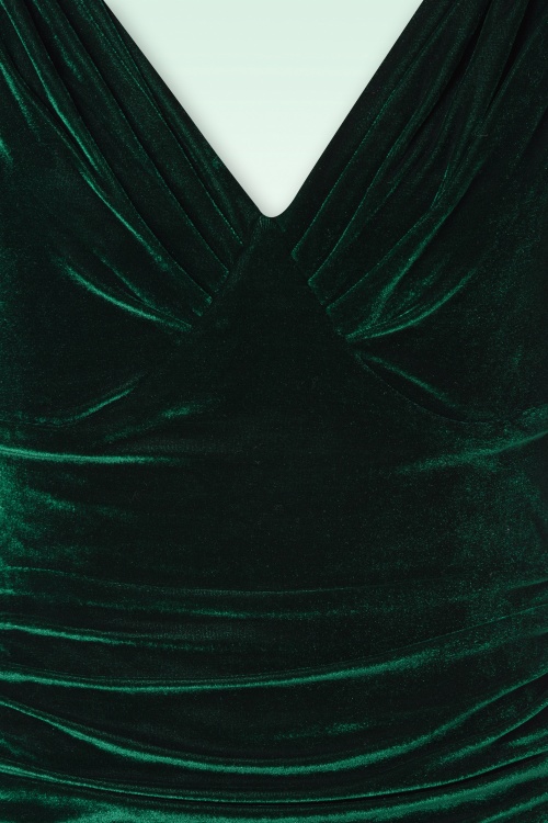 Glamour Bunny - 50s Marilyn Velvet Pencil Dress in Green 4