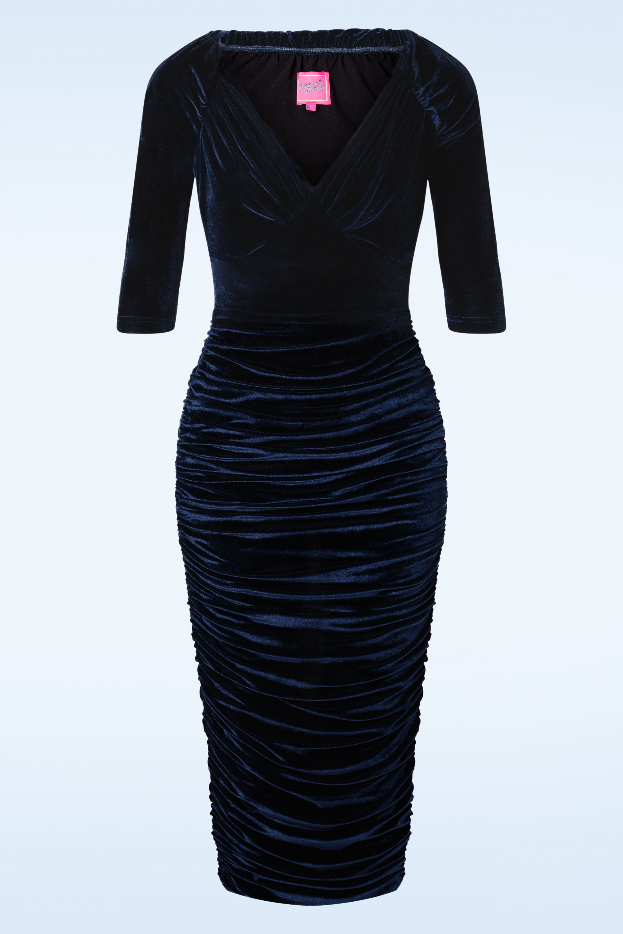 Glamour Bunny - Marilyn pencil jurk in marineblauw 2