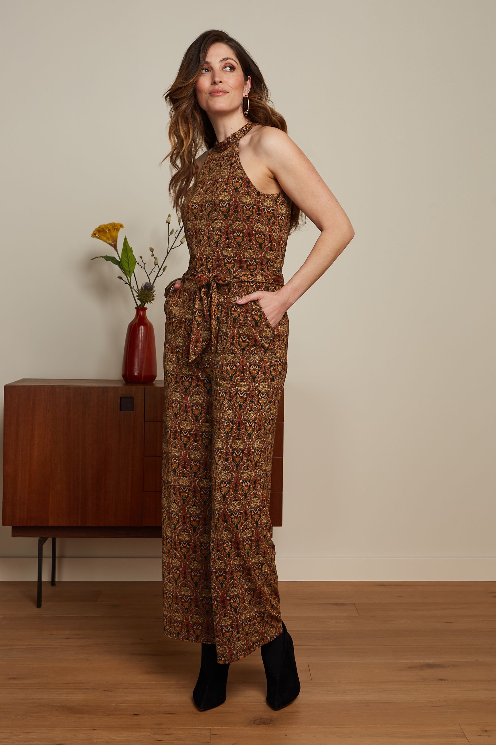 King Louie - Marty Mystic halter jumpsuit in pittig bruin