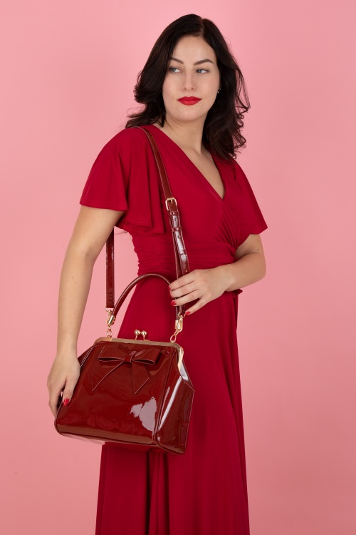 Banned Retro - 50s American Vintage Patent Bag in Burgundy 3