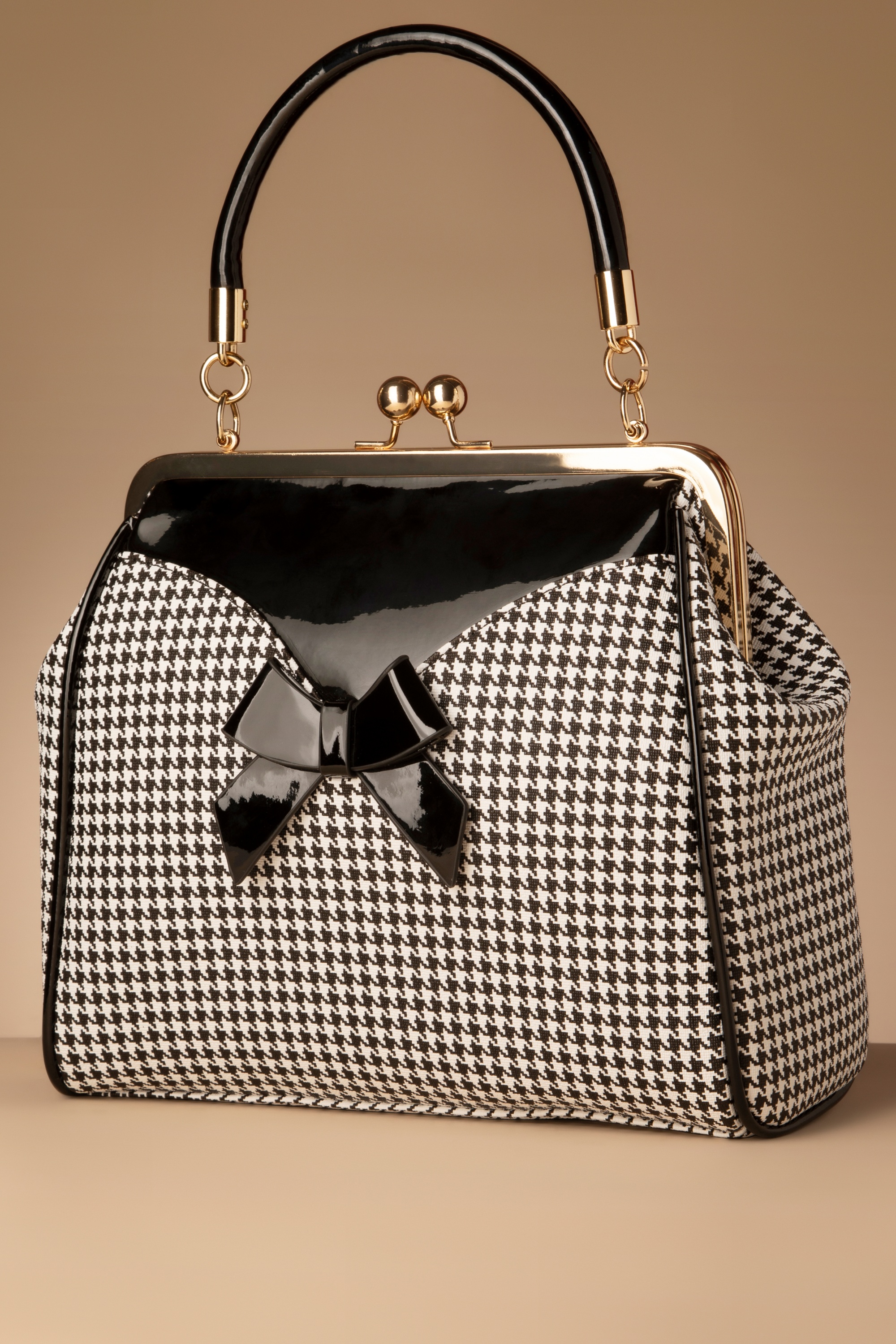 Banned Retro - Marilyn Houndstooth handtas in zwart