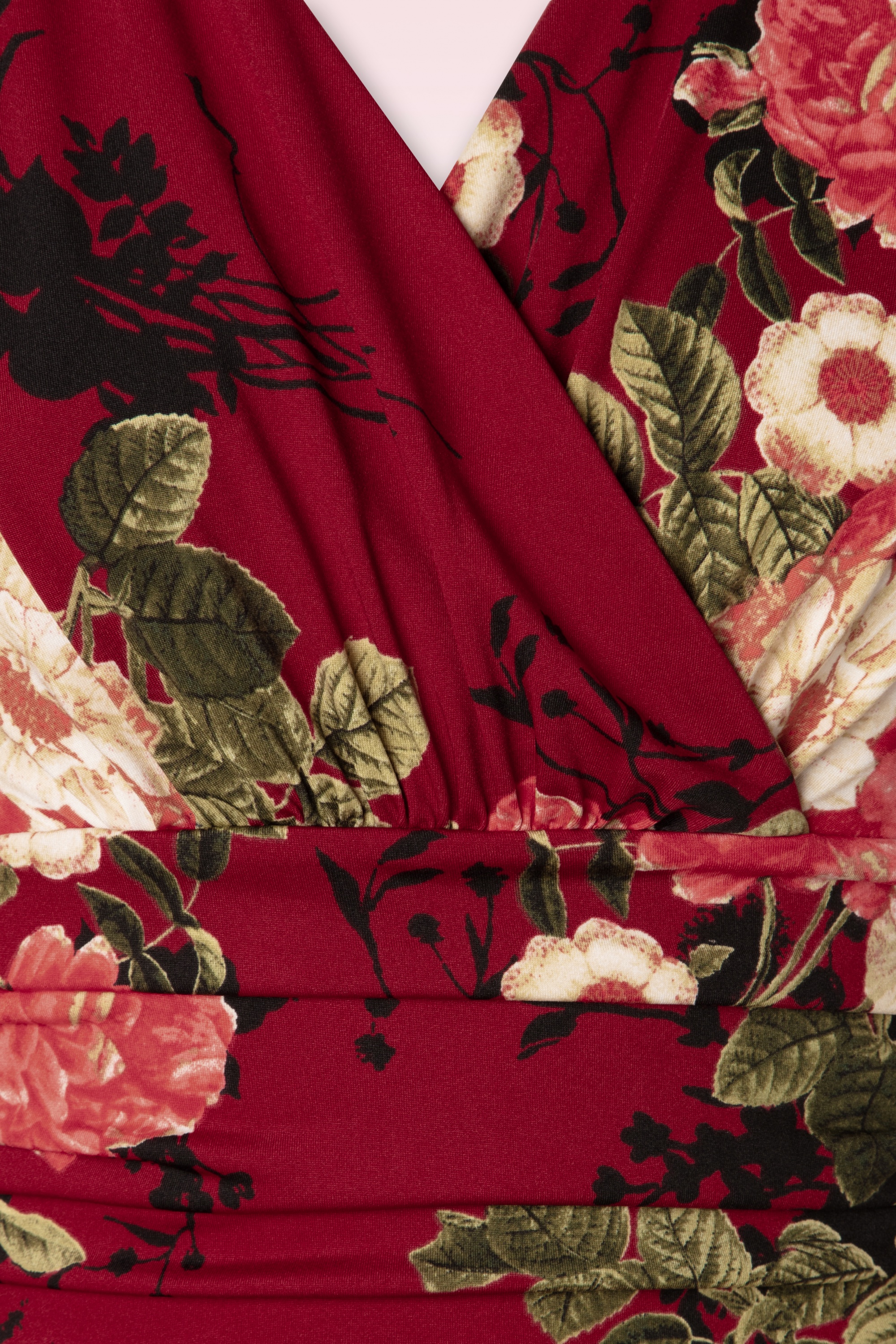 Vintage Chic for Topvintage - Maribelle overslagmaxi-jurk met bloemen in rood 3