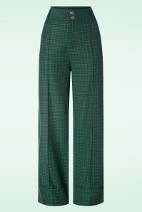 Vixen - Mini Check Turn Up broek in groen 2