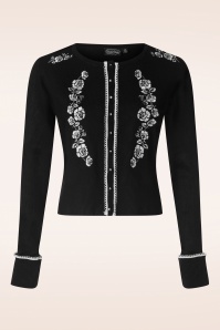 Vixen - Floral Embroidered vest in zwart