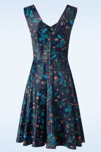 Vixen - Peacock Floral Print Flare jurk in blauw 2