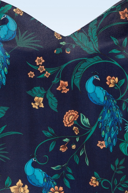 Vixen - Peacock Floral Print Flare jurk in blauw 3