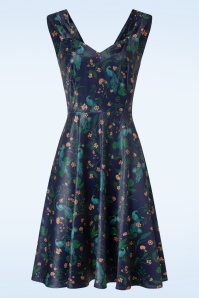 Vixen - Peacock Floral Print Flare jurk in blauw