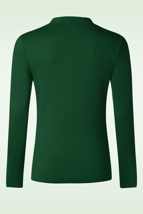 Vixen - Jersey top met strikhals in groen 2