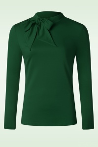 Vixen - Jersey top met strikhals in groen