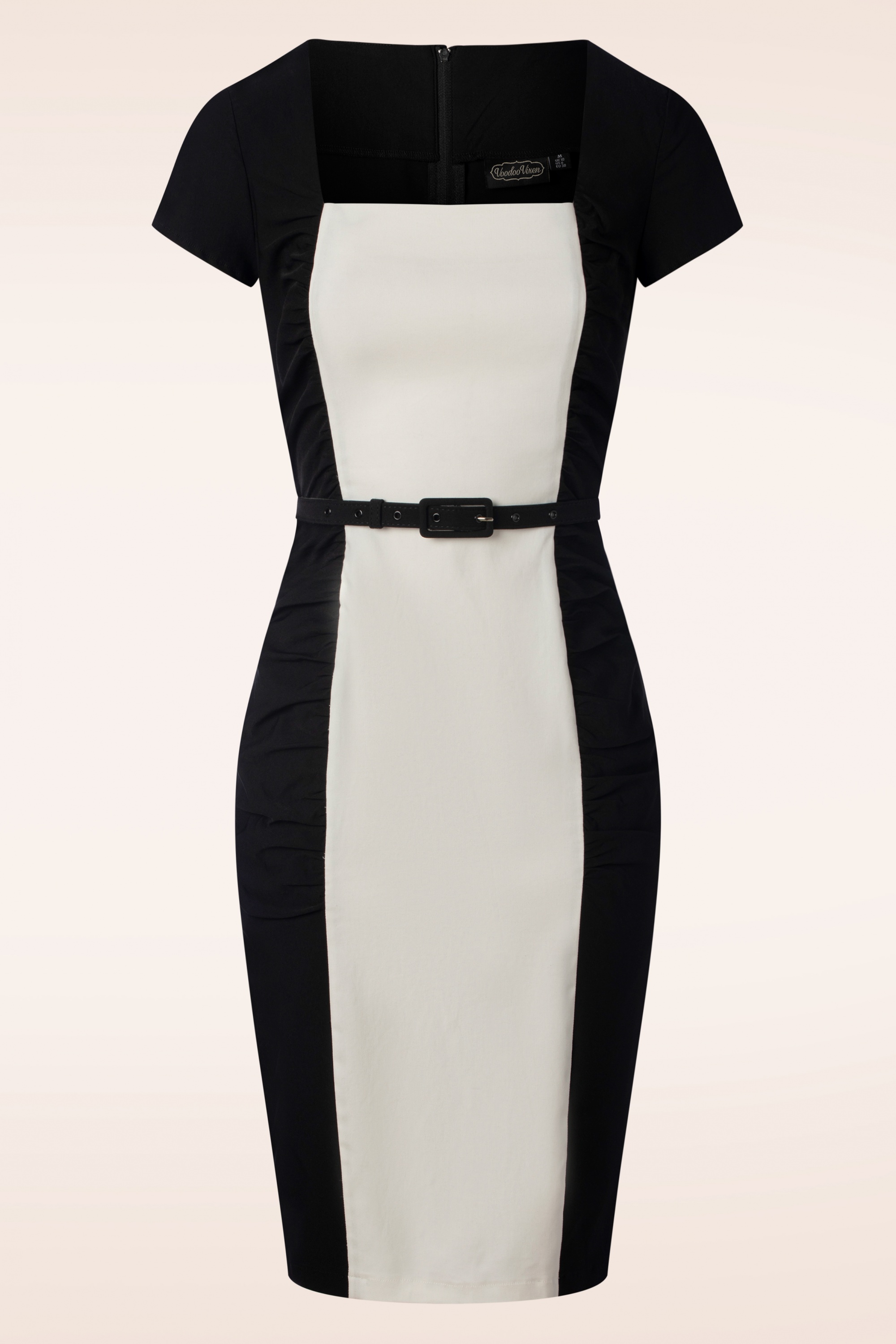 Vixen - Raelynn Bodycon jurk met ruches in zwart en wit