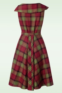 Vixen - Mira plaid swingjurk in rood en groen 2