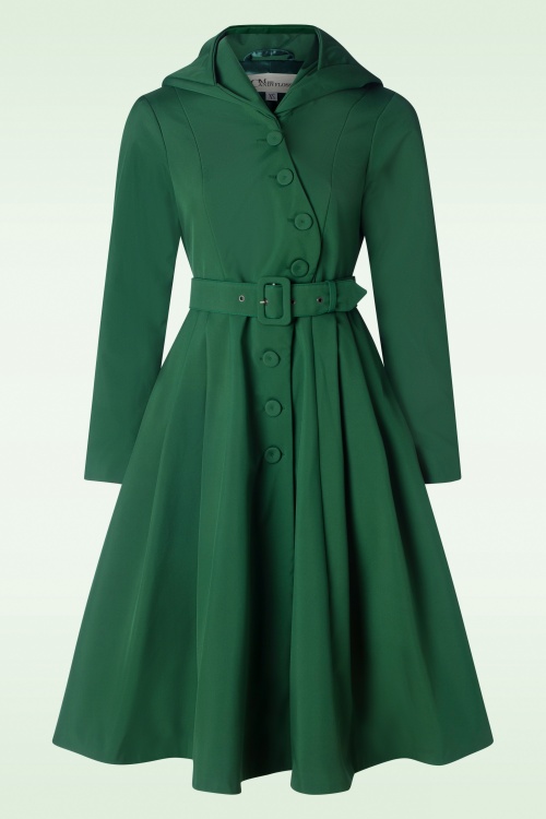 Miss Candyfloss  Topvintage exclusive ~ Lorin Tiffany Swing Trenchcoat in  Dark Green