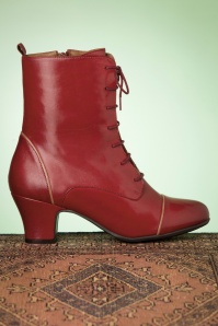Miz Mooz - 40s Fabian Leather Ankle Booties in Red