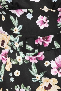 Hearts & Roses - Phoebe floral pencil jurk in zwart 3