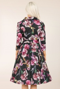 Hearts & Roses - Fiona floral swing jurk in zwart 2