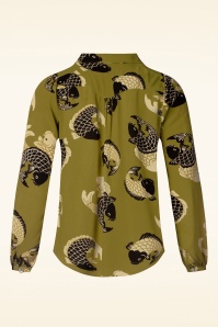 King Louie - Carina Koi blouse in chartreuse geel 4