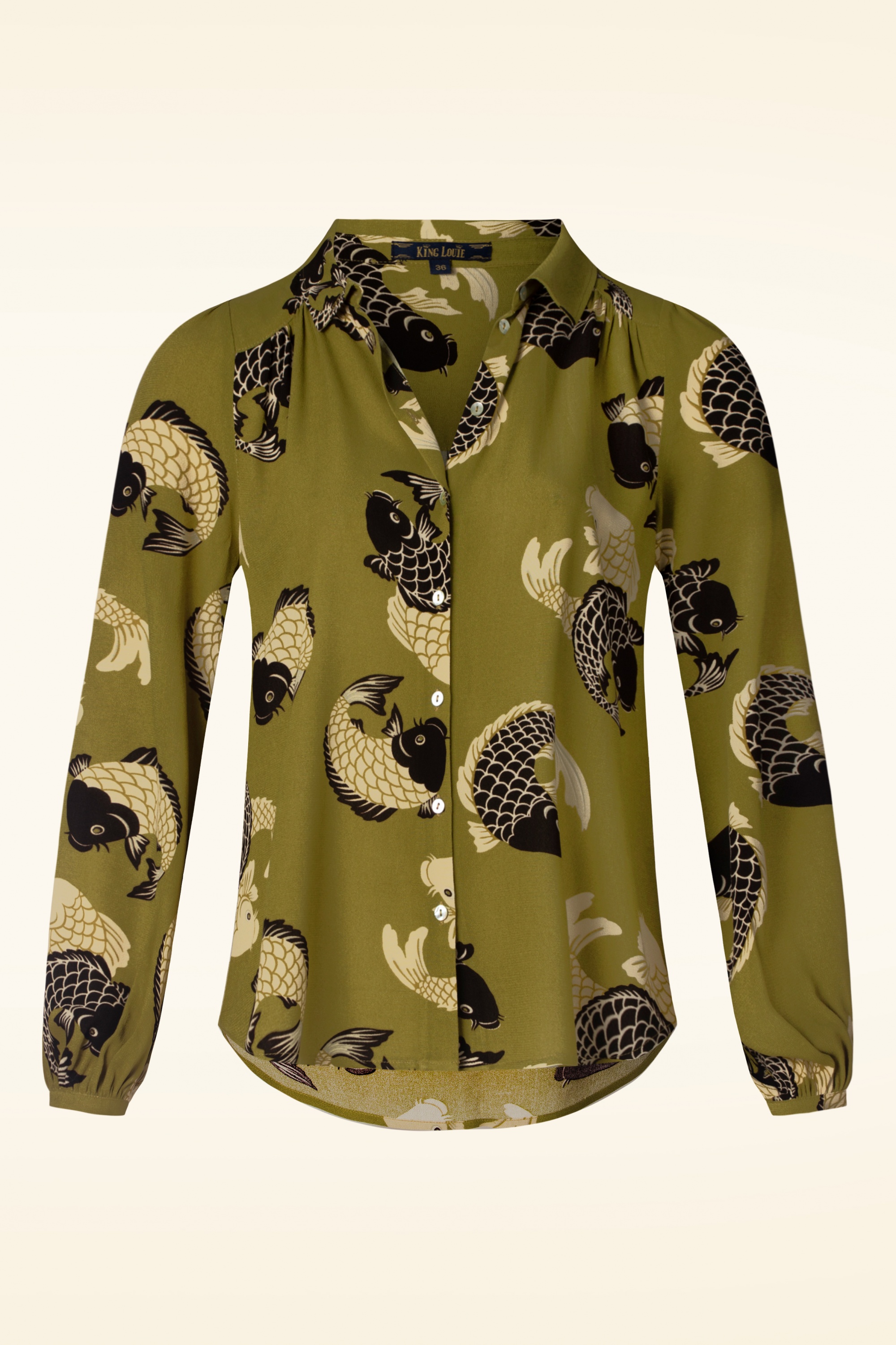 King Louie - Carina Koi blouse in chartreuse geel 3