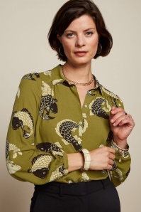 King Louie - Carina Koi blouse in chartreuse geel