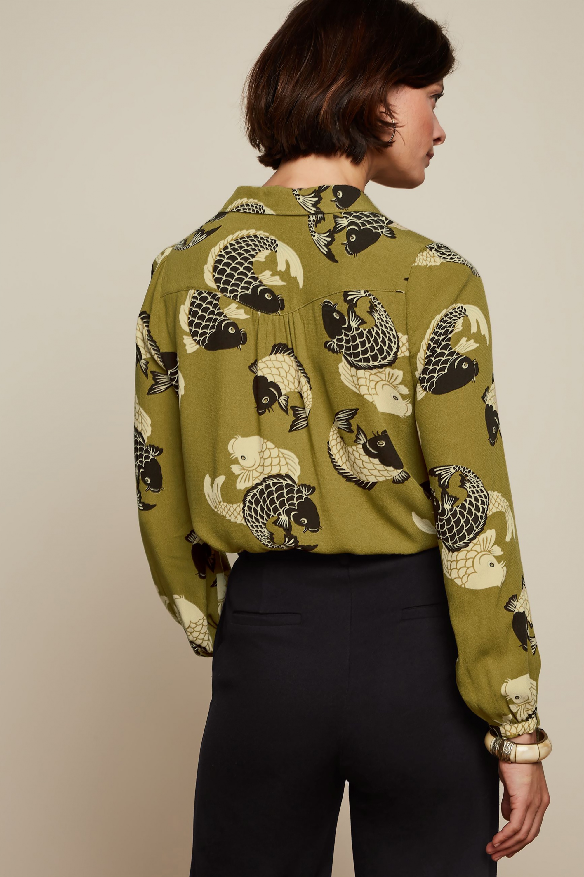 King Louie - Carina Koi blouse in chartreuse geel 2