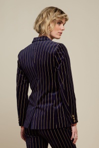 King Louie - Tina krijtstreep blazer in middernachtblauw 2