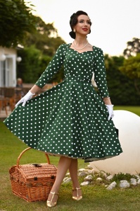 green and white polka dot dress