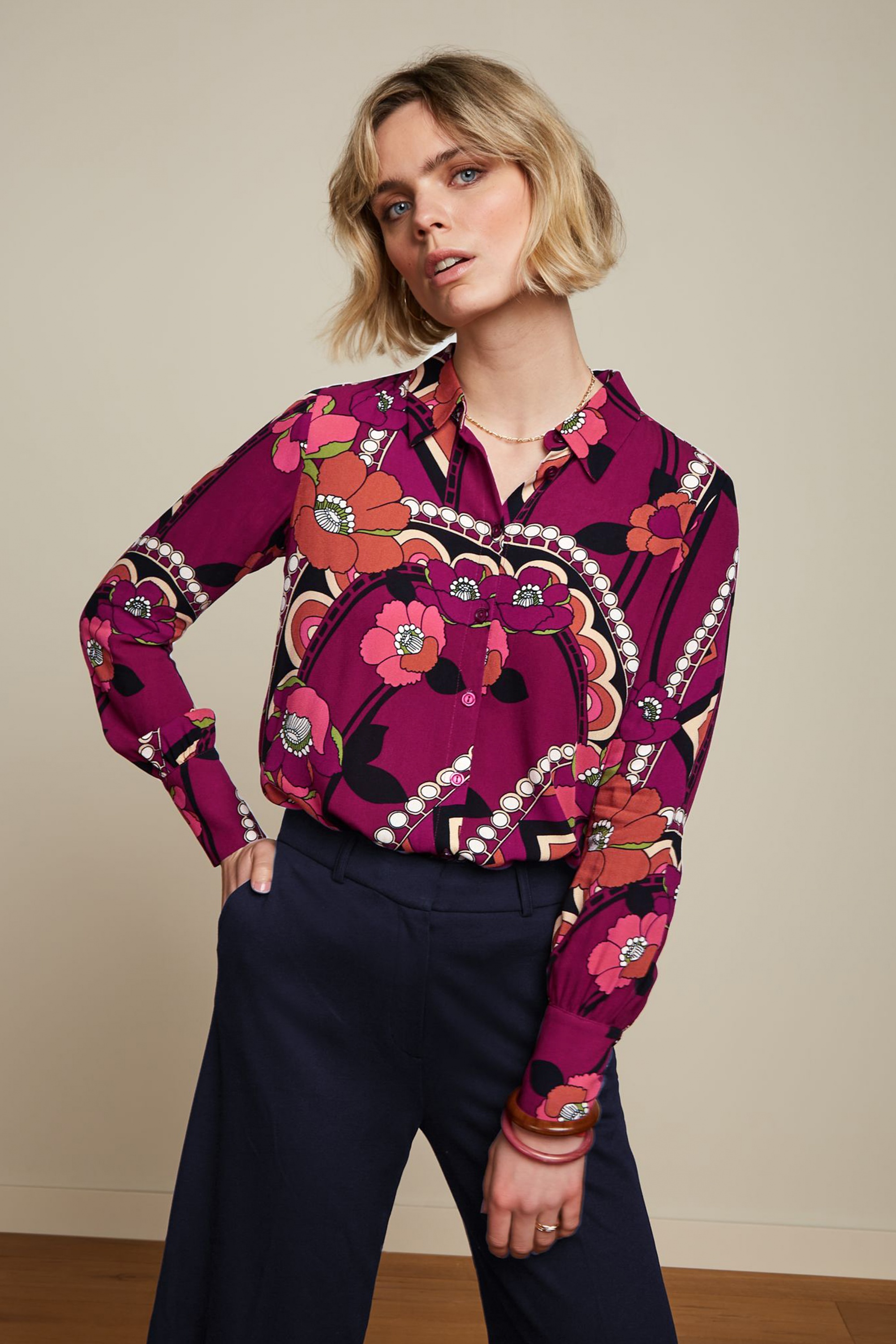 King Louie - Winona Lovechild blouse in cabernet rood