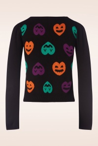 Banned Retro - Heart Halloween Trui in Zwart 5