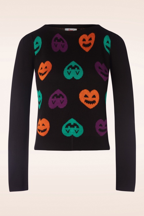 Banned Retro - Heart Halloween Trui in Zwart 2